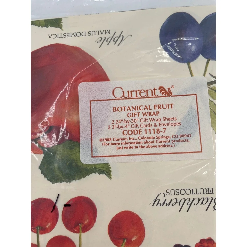Vintage 1980s Current Botanical Birds & Fruit Gift Wrap 4 Sealed Packs SEALED